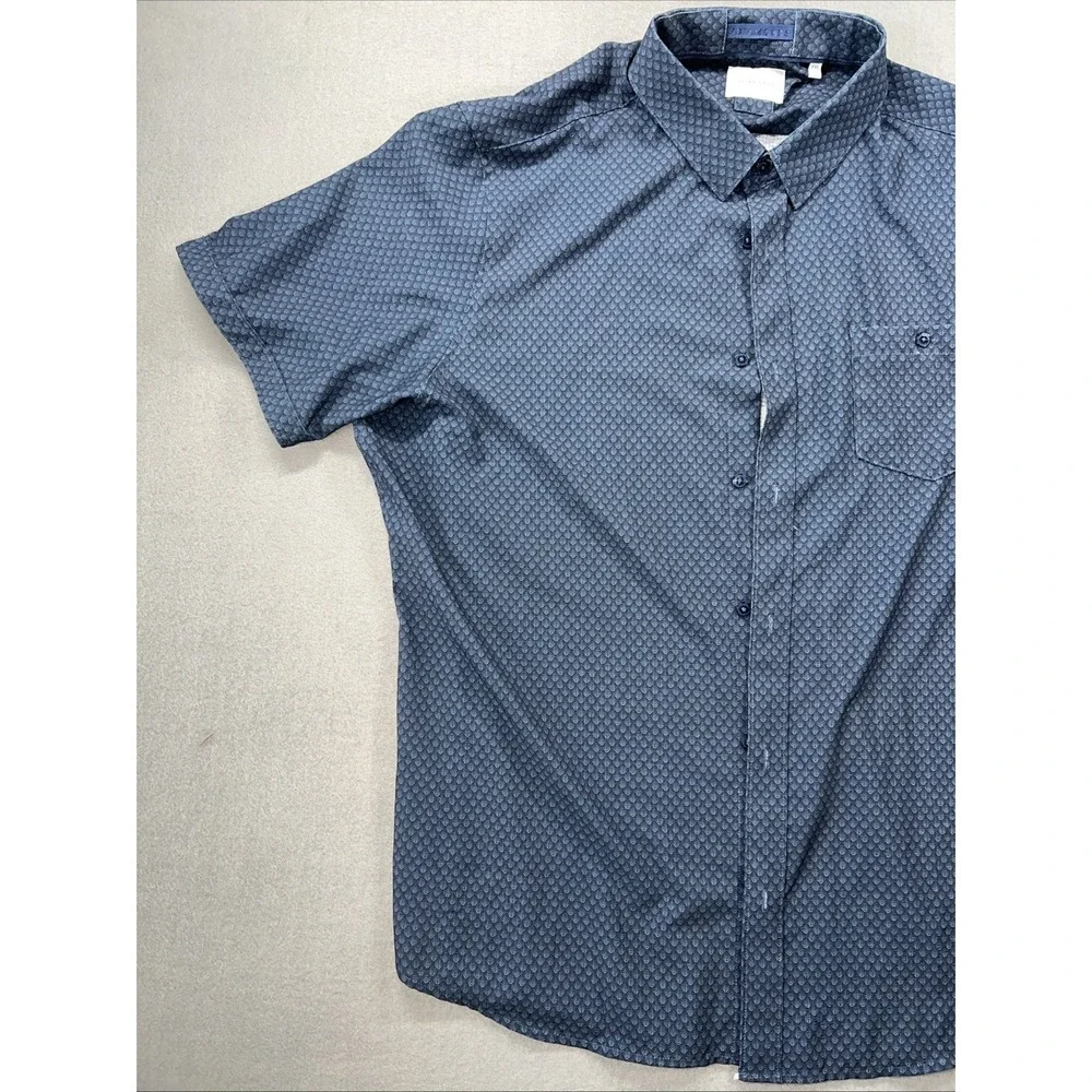 7 Diamonds Shirt Mens 2XL XXL 4 Way Stretch Blue Button Up Short Sleeve - Picture 2 of 9